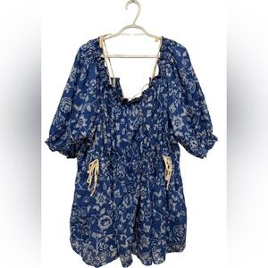 NWT Free People Blue and White Floral Dress L